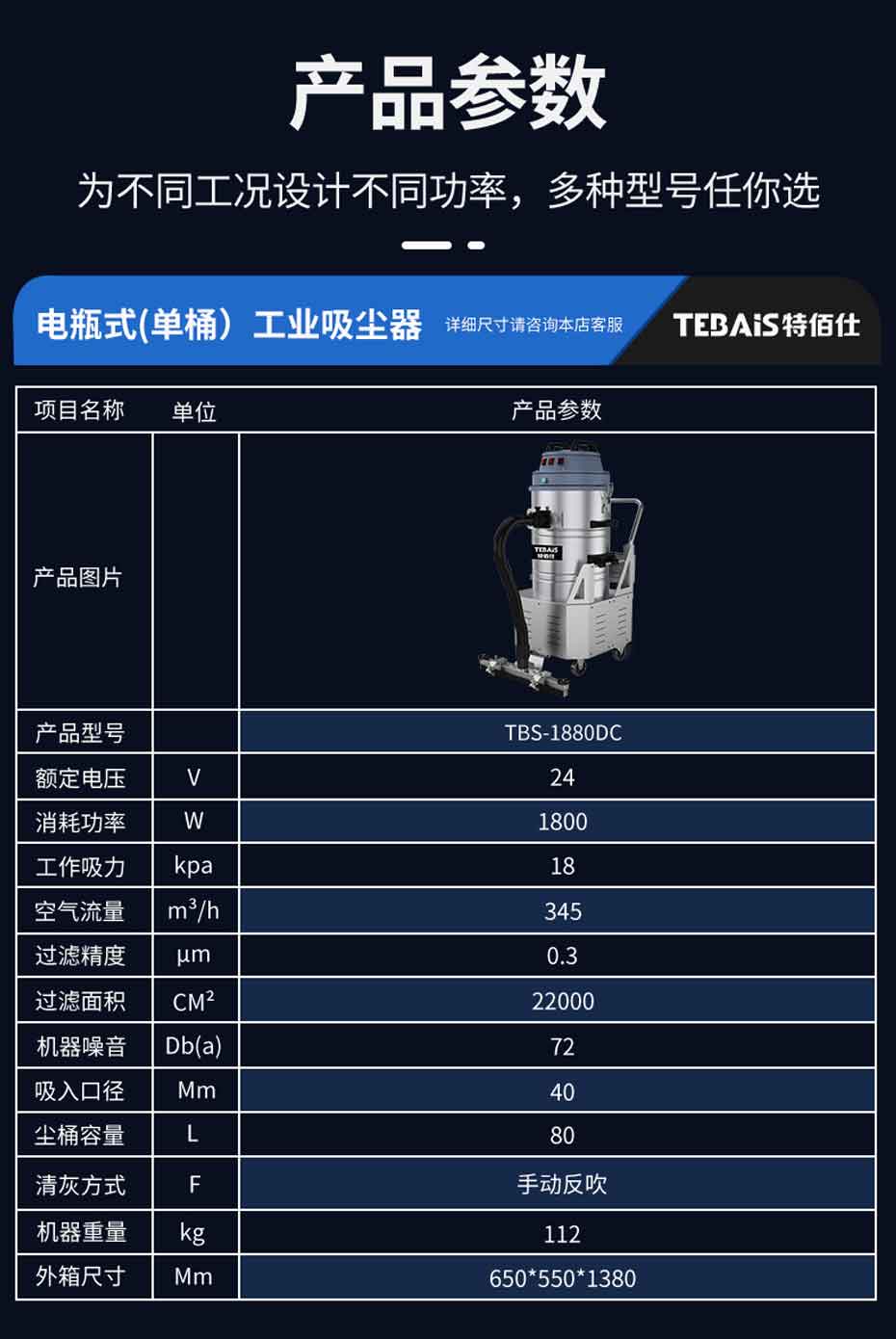 TBS-1880DC工業(yè)吸塵器